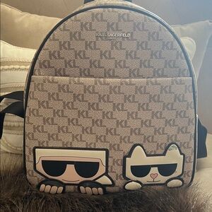 Karl Lagerfeld Brown and Black Backpack